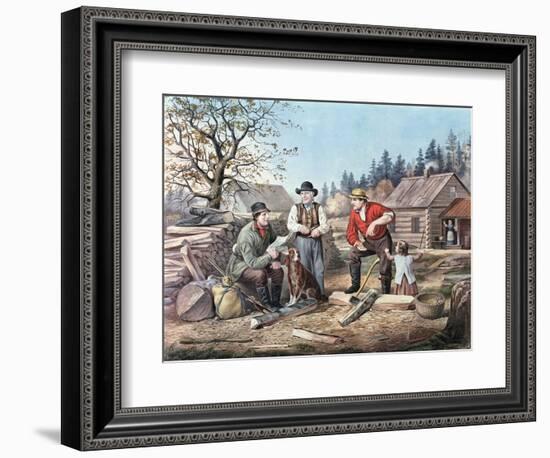 Arguing the Point - the Latest News, 1855-Currier & Ives-Framed Giclee Print