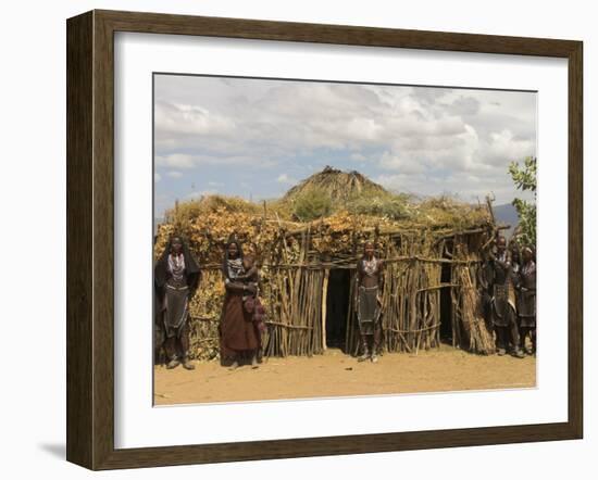 Ari Women Standing Outside House, Lower Omo Valley, Ethiopia, Africa-Jane Sweeney-Framed Photographic Print