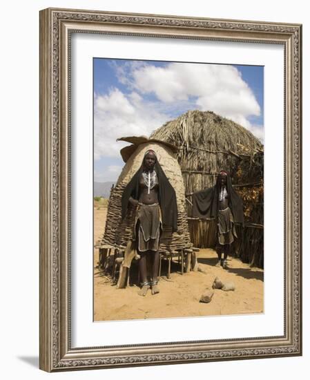 Ari Women Standing Outside House, Lower Omo Valley, Ethiopia, Africa-Jane Sweeney-Framed Photographic Print