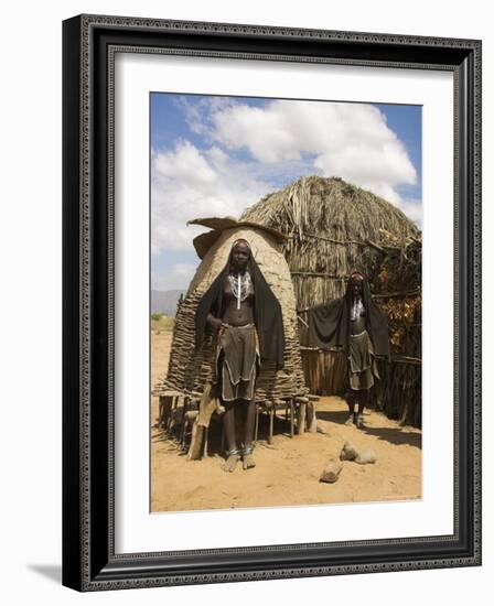 Ari Women Standing Outside House, Lower Omo Valley, Ethiopia, Africa-Jane Sweeney-Framed Photographic Print