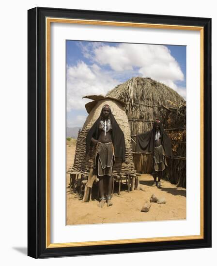 Ari Women Standing Outside House, Lower Omo Valley, Ethiopia, Africa-Jane Sweeney-Framed Photographic Print