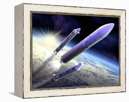 Ariane 5 Launch of Envisat, Artwork-David Ducros-Framed Premier Image Canvas