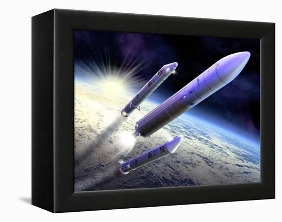 Ariane 5 Launch of Envisat, Artwork-David Ducros-Framed Premier Image Canvas