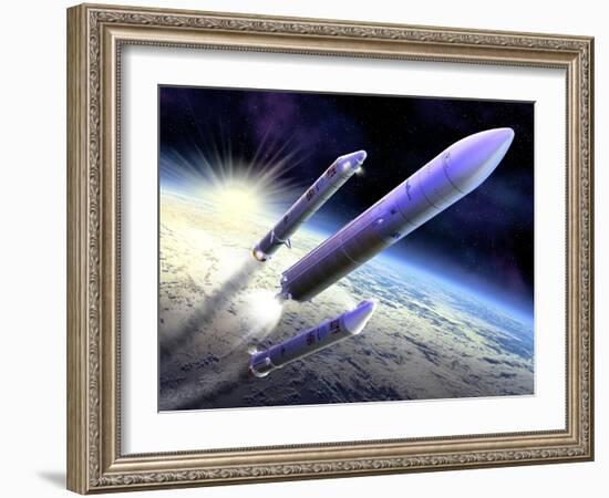 Ariane 5 Launch of Envisat, Artwork-David Ducros-Framed Photographic Print