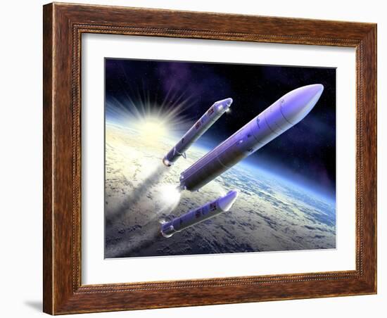 Ariane 5 Launch of Envisat, Artwork-David Ducros-Framed Photographic Print