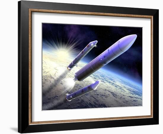 Ariane 5 Launch of Envisat, Artwork-David Ducros-Framed Photographic Print