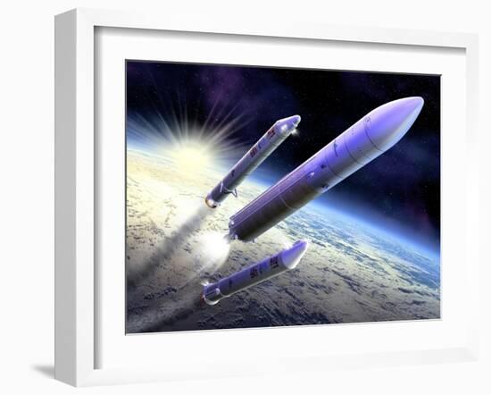 Ariane 5 Launch of Envisat, Artwork-David Ducros-Framed Photographic Print