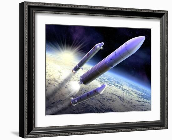 Ariane 5 Launch of Envisat, Artwork-David Ducros-Framed Photographic Print