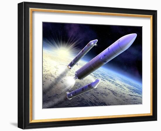 Ariane 5 Launch of Envisat, Artwork-David Ducros-Framed Photographic Print