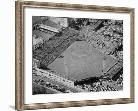 Ariels of Seals Stadium Druing Opeaning Day-Nat Farbman-Framed Photographic Print