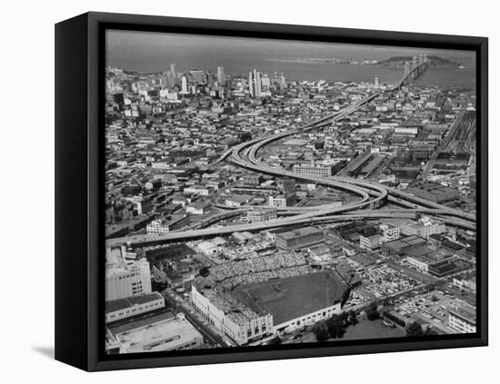 Ariels of Seals Stadium During Opeaning Day-Nat Farbman-Framed Premier Image Canvas