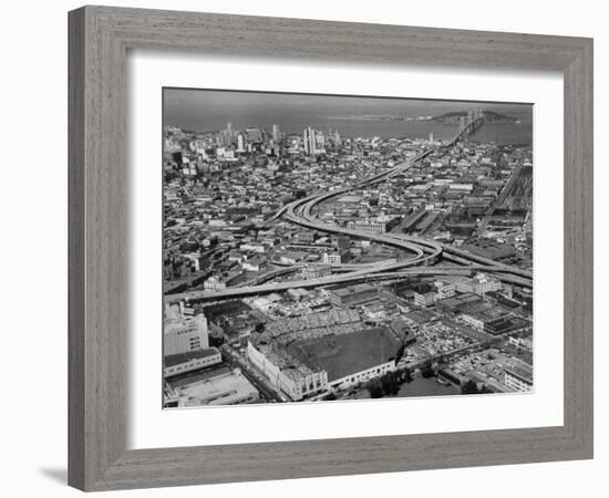 Ariels of Seals Stadium During Opeaning Day-Nat Farbman-Framed Photographic Print