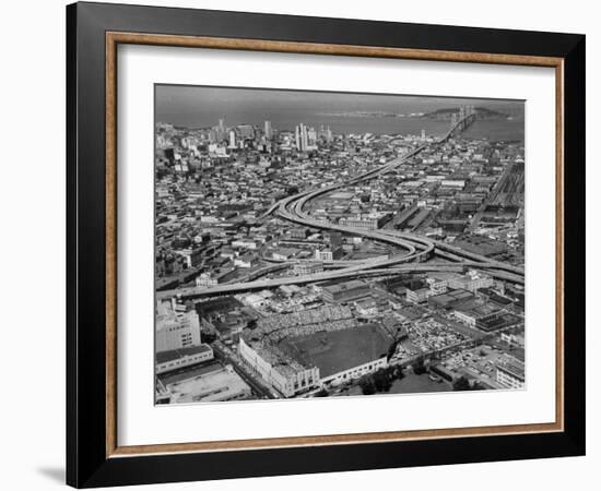 Ariels of Seals Stadium During Opeaning Day-Nat Farbman-Framed Photographic Print