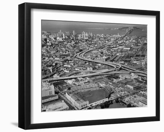 Ariels of Seals Stadium During Opeaning Day-Nat Farbman-Framed Photographic Print