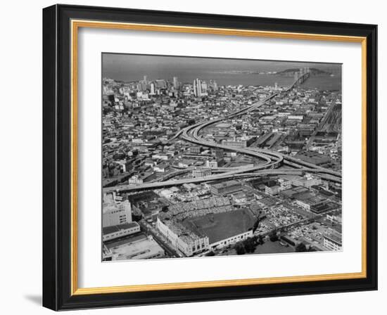 Ariels of Seals Stadium During Opeaning Day-Nat Farbman-Framed Photographic Print