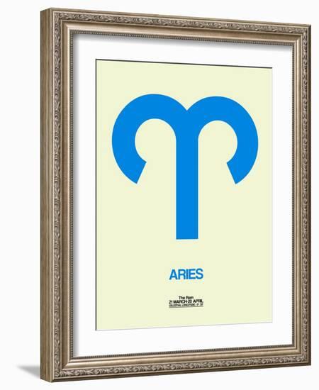 Aries Zodiac Sign Blue-NaxArt-Framed Art Print