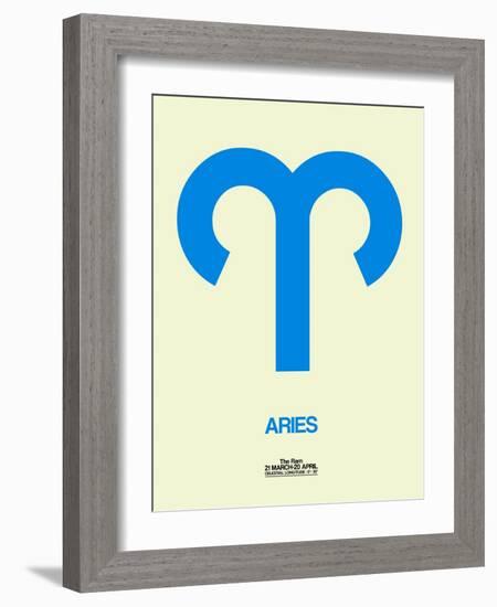 Aries Zodiac Sign Blue-NaxArt-Framed Art Print