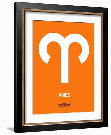 Aries Zodiac Sign White on Orange-NaxArt-Framed Art Print