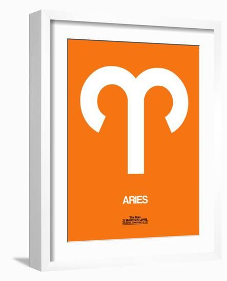 Aries Zodiac Sign White on Orange-NaxArt-Framed Art Print