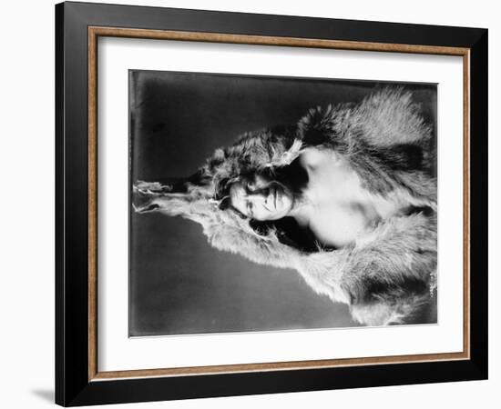 Arikara Indian Wearing Bear Skin Edward Curtis Photograph-Lantern Press-Framed Art Print