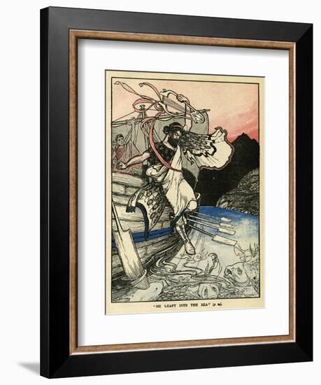 Arion of Methymna Leaping into the Sea-Arthur Rackham-Framed Art Print