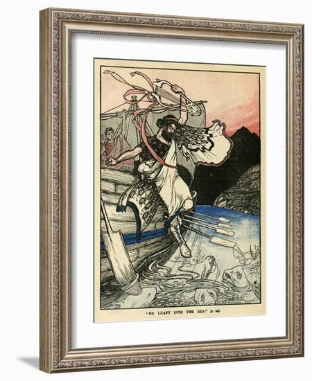 Arion of Methymna Leaping into the Sea-Arthur Rackham-Framed Art Print