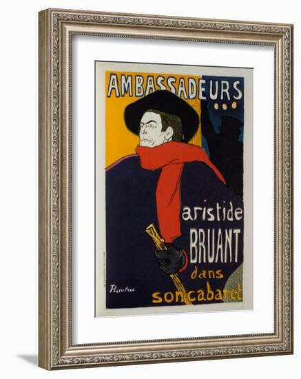 Aristide Bruant - Ambassadeurs-Henri de Toulouse-Lautrec-Framed Collectable Print