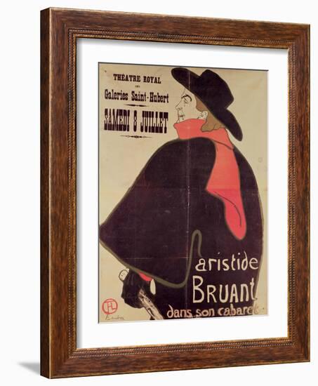 Aristide Bruant Dans Son Cabaret, 1893 (Colour Litho)-Henri de Toulouse-Lautrec-Framed Giclee Print