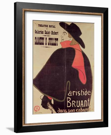 Aristide Bruant Dans Son Cabaret, 1893 (Colour Litho)-Henri de Toulouse-Lautrec-Framed Giclee Print