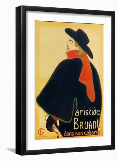 Aristide Bruant in His Cabaret, 1893 (Colour Lithograph)-Henri de Toulouse-Lautrec-Framed Giclee Print