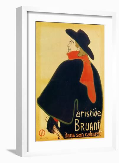 Aristide Bruant in His Cabaret, 1893 (Colour Lithograph)-Henri de Toulouse-Lautrec-Framed Giclee Print