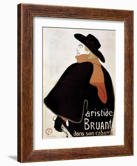 Aristide Bruant in His Cabaret-Henri de Toulouse-Lautrec-Framed Art Print