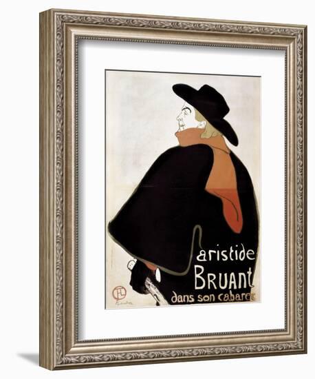 Aristide Bruant in His Cabaret-Henri de Toulouse-Lautrec-Framed Art Print