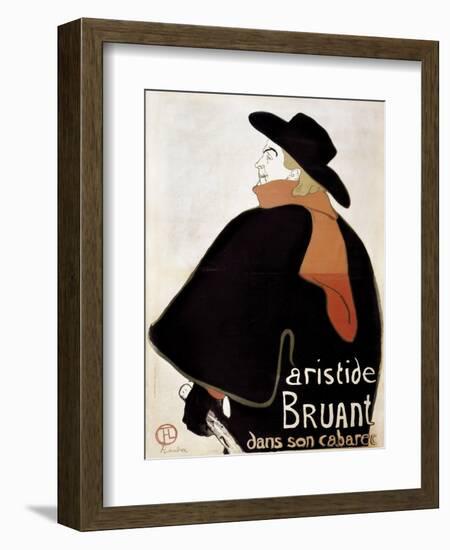 Aristide Bruant in His Cabaret-Henri de Toulouse-Lautrec-Framed Art Print