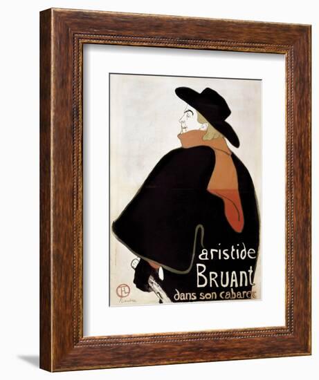 Aristide Bruant in His Cabaret-Henri de Toulouse-Lautrec-Framed Art Print