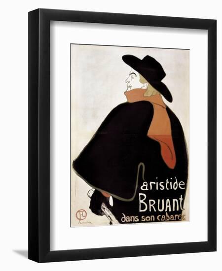 Aristide Bruant in His Cabaret-Henri de Toulouse-Lautrec-Framed Art Print