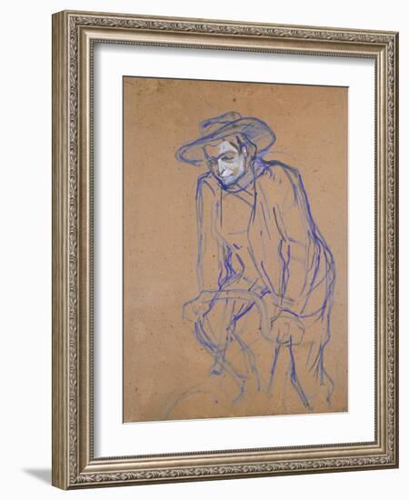 Aristide Bruant on a Bicycle, 1896-Henri de Toulouse-Lautrec-Framed Giclee Print