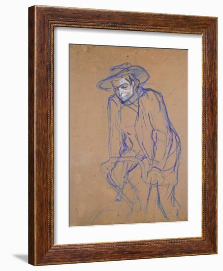 Aristide Bruant on a Bicycle, 1896-Henri de Toulouse-Lautrec-Framed Giclee Print