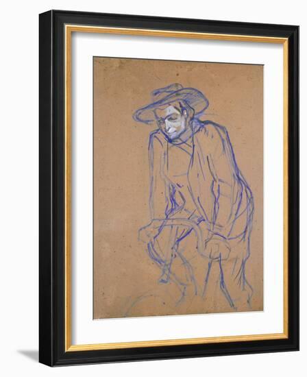 Aristide Bruant on a Bicycle, 1896-Henri de Toulouse-Lautrec-Framed Giclee Print