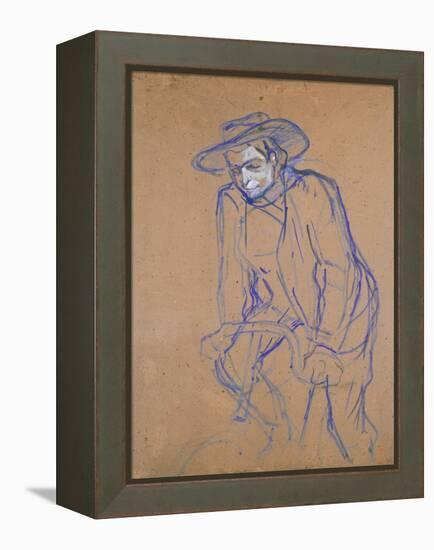 Aristide Bruant on a Bicycle, 1896-Henri de Toulouse-Lautrec-Framed Premier Image Canvas