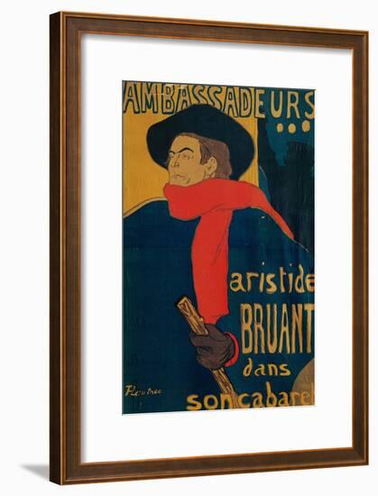 Aristide Bruant, Singer and Composer, at Les Ambassadeurs on the Champs Elysees, Paris, 1892-Henri de Toulouse-Lautrec-Framed Giclee Print