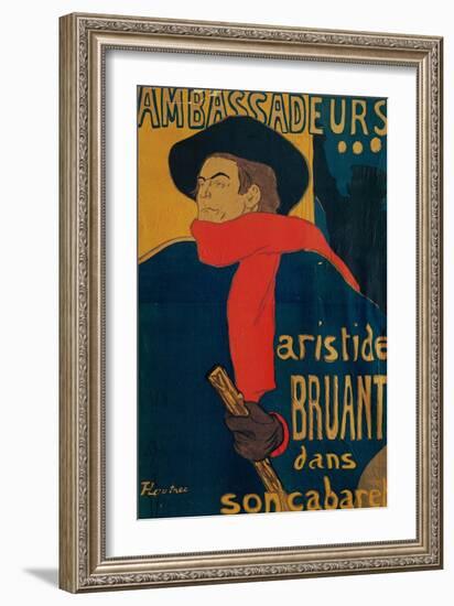 Aristide Bruant, Singer and Composer, at Les Ambassadeurs on the Champs Elysees, Paris, 1892-Henri de Toulouse-Lautrec-Framed Giclee Print