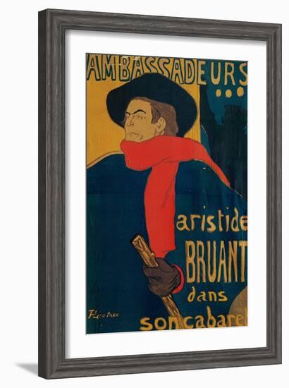 Aristide Bruant, Singer and Composer, at Les Ambassadeurs on the Champs Elysees, Paris, 1892-Henri de Toulouse-Lautrec-Framed Giclee Print