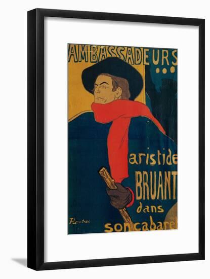 Aristide Bruant, Singer and Composer, at Les Ambassadeurs on the Champs Elysees, Paris, 1892-Henri de Toulouse-Lautrec-Framed Giclee Print