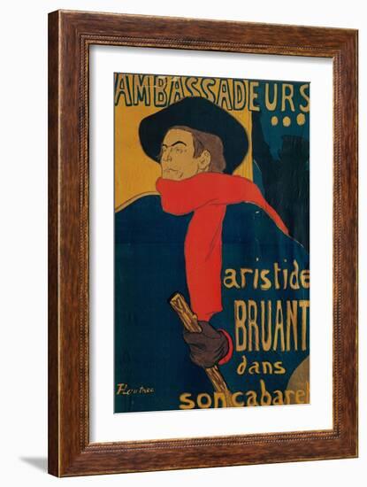 Aristide Bruant, Singer and Composer, at Les Ambassadeurs on the Champs Elysees, Paris, 1892-Henri de Toulouse-Lautrec-Framed Giclee Print