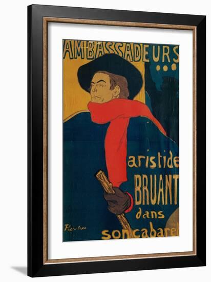 Aristide Bruant, Singer and Composer, at Les Ambassadeurs on the Champs Elysees, Paris, 1892-Henri de Toulouse-Lautrec-Framed Giclee Print