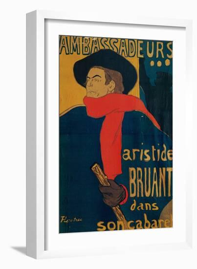 Aristide Bruant, Singer and Composer, at Les Ambassadeurs on the Champs Elysees, Paris, 1892-Henri de Toulouse-Lautrec-Framed Giclee Print