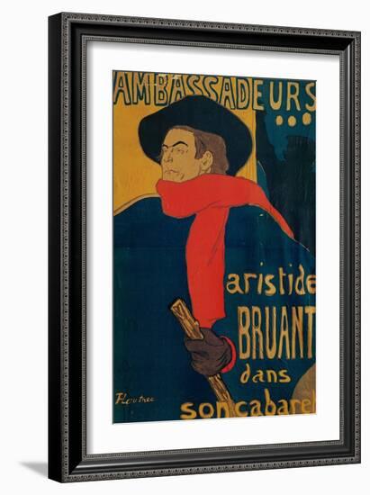 Aristide Bruant, Singer and Composer, at Les Ambassadeurs on the Champs Elysees, Paris, 1892-Henri de Toulouse-Lautrec-Framed Giclee Print