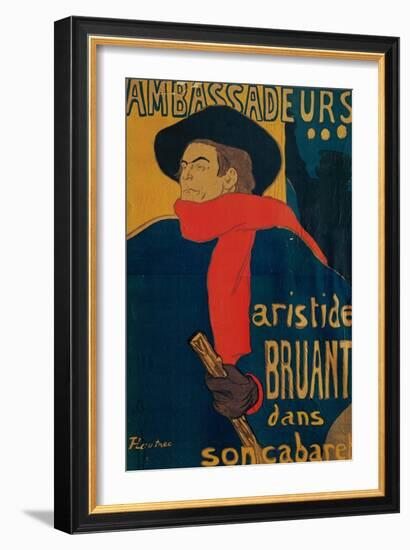 Aristide Bruant, Singer and Composer, at Les Ambassadeurs on the Champs Elysees, Paris, 1892-Henri de Toulouse-Lautrec-Framed Giclee Print