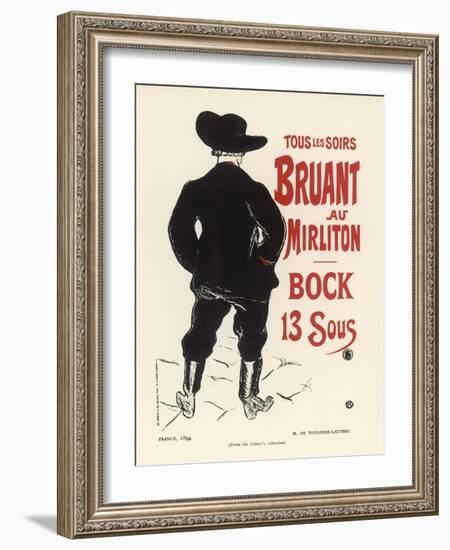 Aristide Bruant Sings at the Mirliton Paris Every Evening, and the Beer is Only 13 Sous-Henri de Toulouse-Lautrec-Framed Art Print